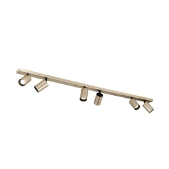 Spot Sean, 6-lamps, goudkleurig, metaal, draaibaar