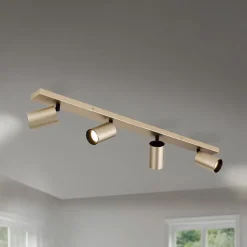 Spot Sean, 4-lamps, goudkleurig, metaal, draaibaar gemonteerd