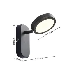 Spot Vesim, zwart, 1-lamp, 15 cm hoog, ijzer