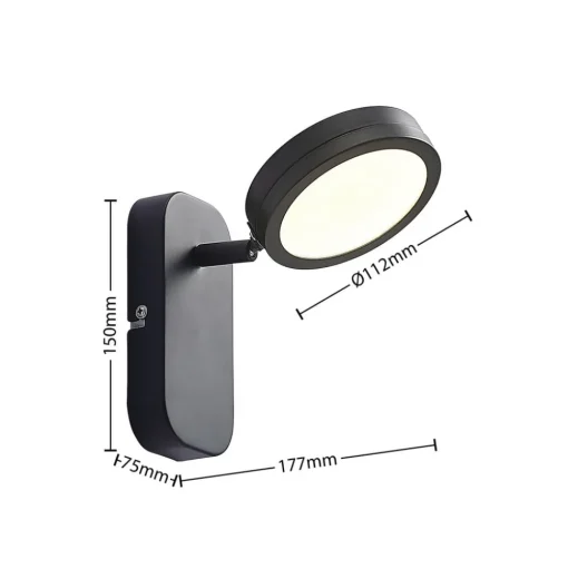 Spot Vesim, zwart, 1-lamp, 15 cm hoog, ijzer