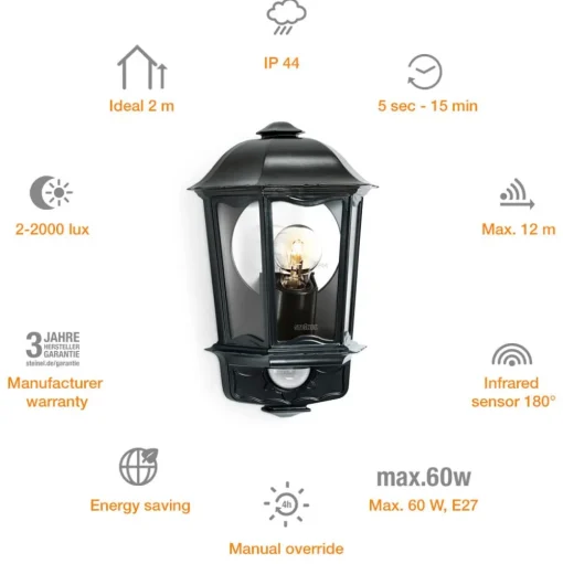 STEINEL L 190 S sensor-buitenwandlamp zwart