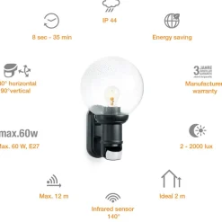 STEINEL L 560 S sensor-buitenwandlamp zwart