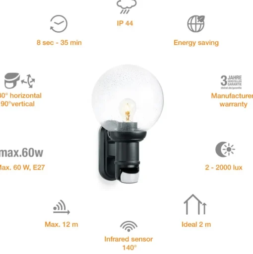 STEINEL L 560 S sensor-buitenwandlamp zwart