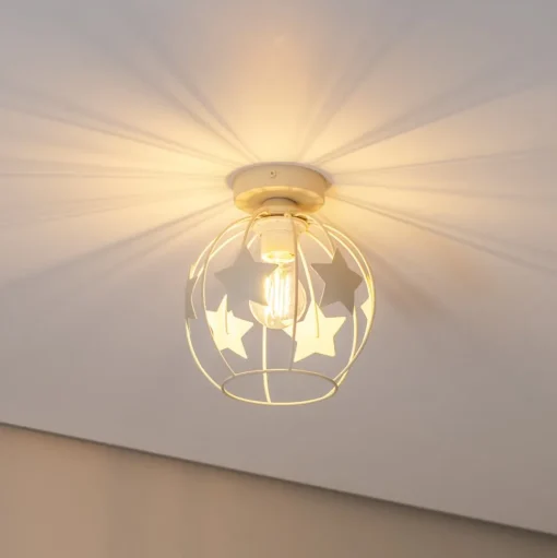 Sterren plafondlamp, zandkleurig, metaal, Ø 21 cm