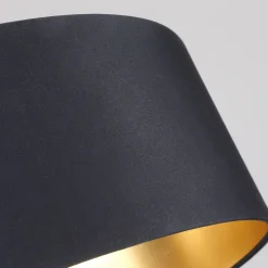 Stoffen plafondlamp Coleen in zwart, binnenin goud