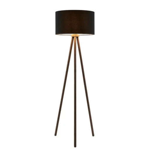 Stoffen vloerlamp Majken - donkergrijs/zwart