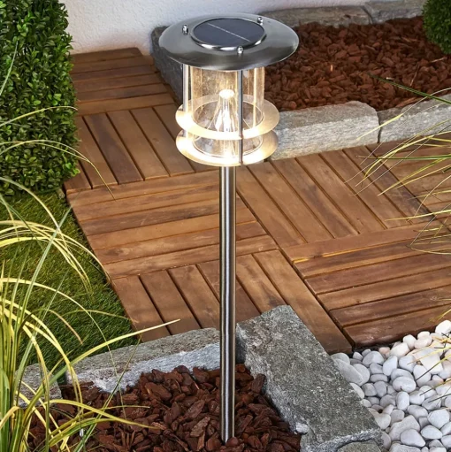Sumaya - Roestvrijstalen LED lamp op zonne-energie