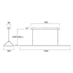Sylvania LED hanglamp Areum, 150 x 30 cm, 840, DALI