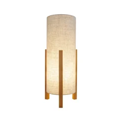Tafellamp 3193, hout, linnen textiel, hoogte 52cm
