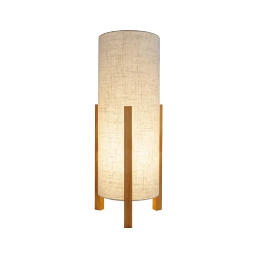 Tafellamp 3193, hout, linnen textiel, hoogte 52cm