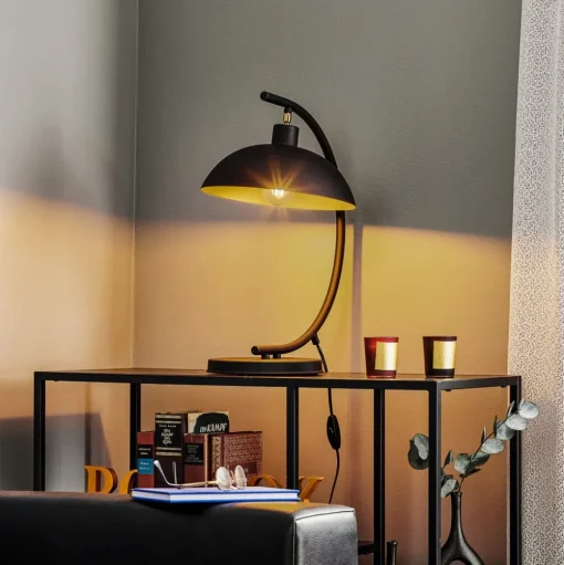 Tafellamp 1036, 1-lamp, zwart-goud