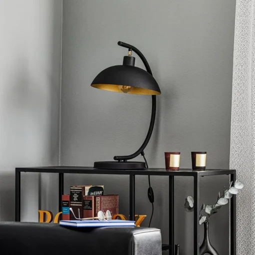 Tafellamp 1036, 1-lamp, zwart-goud