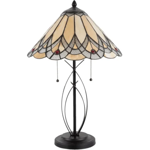 Tafellamp 5186 met amberkleurige glazen kap