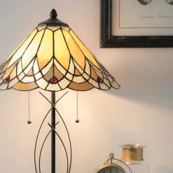Tafellamp 5186 met amberkleurige glazen kap
