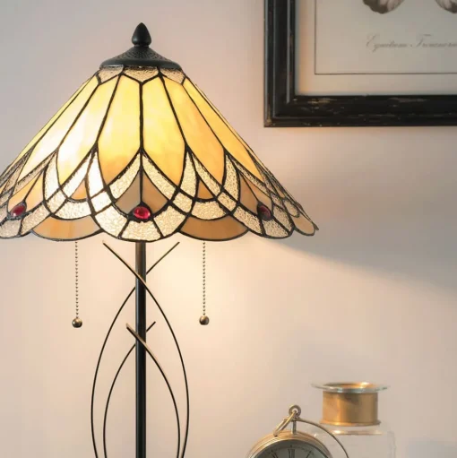Tafellamp 5186 met amberkleurige glazen kap
