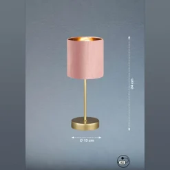 Tafellamp Aura, voet goud, kap rose/goud