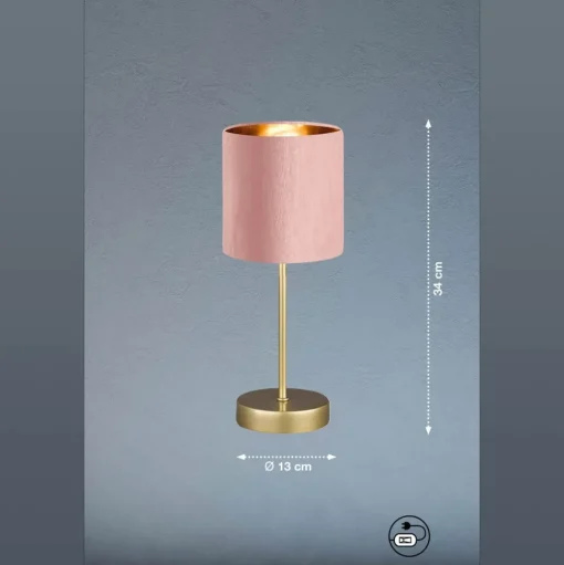 Tafellamp Aura, voet goud, kap rose/goud