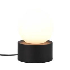 Tafellamp Countess, opaalglas, metalen voet zwart
