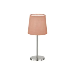 Tafellamp Eve linnen kap nikkel/roze