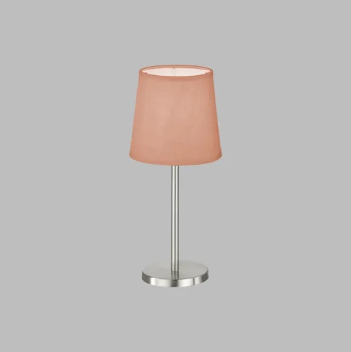 Tafellamp Eve linnen kap nikkel/roze