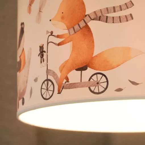 Tafellamp Ferdi Kids, textiel, metaal, wit, bont