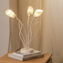 Tafellamp Gloriosa, crème, glas, 3-lamps