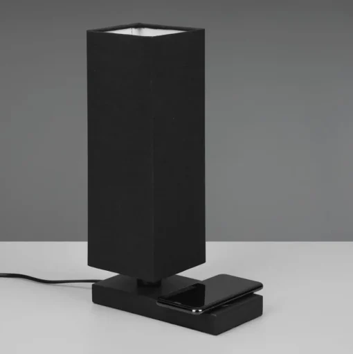 Tafellamp Haley met laadstation, zwart