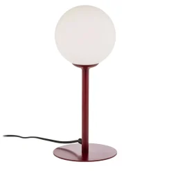Tafellamp Joel, hoogte 35 cm, wijnrood/wit