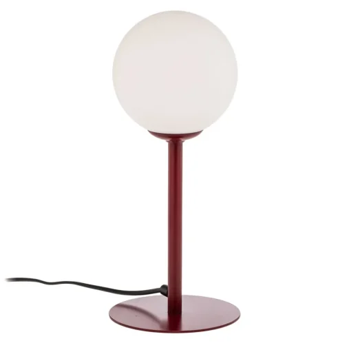 Tafellamp Joel, hoogte 35 cm, wijnrood/wit