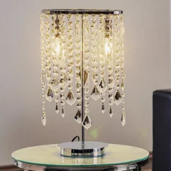 Tafellamp Laila met kristallen hangelement, 2-lamps