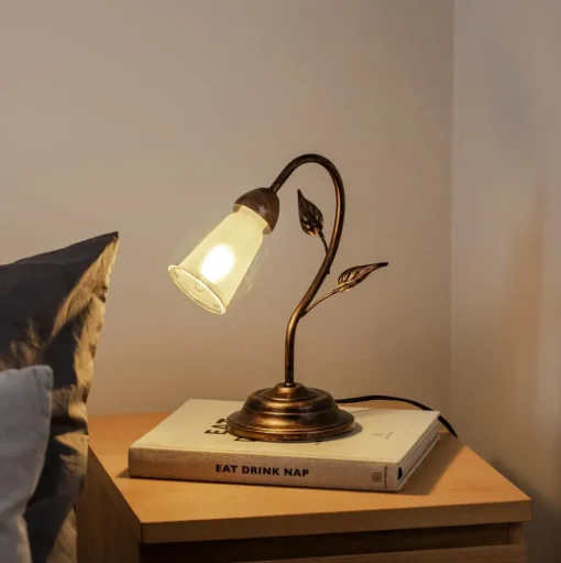 Tafellamp Liliana, 1-lamp, zwart, roségoud, metaal
