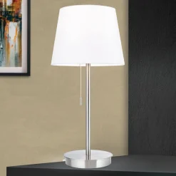 Tafellamp Ludwig met USB-poort wit/nikkel mat