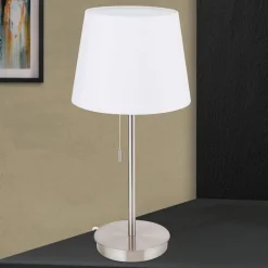 Tafellamp Ludwig met USB-poort wit/nikkel mat
