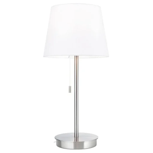 Tafellamp Ludwig met USB-poort wit/nikkel mat