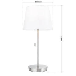 Tafellamp Ludwig met USB-poort wit/nikkel mat