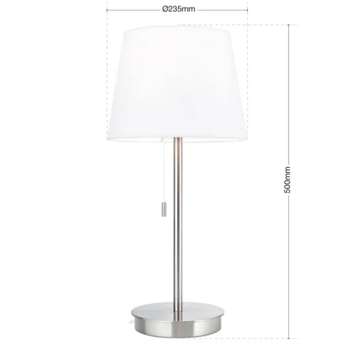 Tafellamp Ludwig met USB-poort wit/nikkel mat