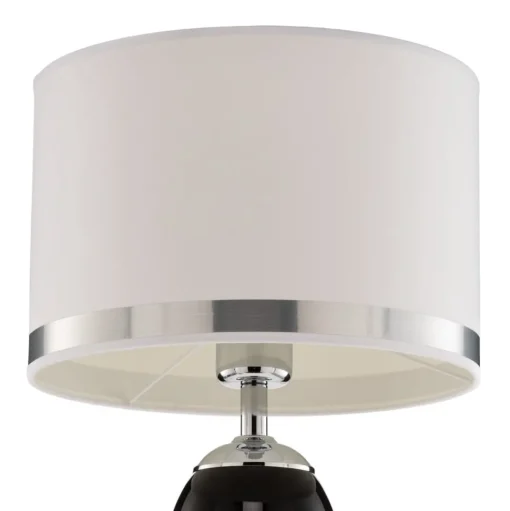 Tafellamp Lund, zwart/wit, hoogte 60 cm, textiel