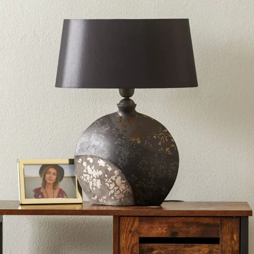 Tafellamp Mary, keramiek en sits, hoogte 50 cm