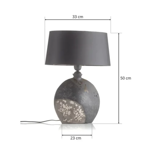 Tafellamp Mary, keramiek en sits, hoogte 50 cm