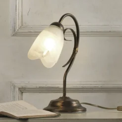 Tafellamp Odino, 1-lamp, bronskleurig, metaal, glas