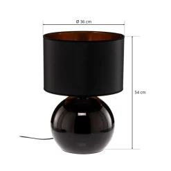 Tafellamp Palla, Ø 36 cm, zwart/goud