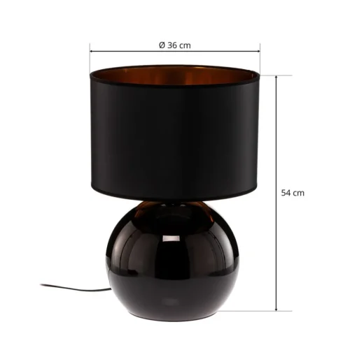 Tafellamp Palla, Ø 36 cm, zwart/goud
