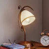 Tafellamp Roma, metaal, glas, wit, bruin, hoogte 39 cm