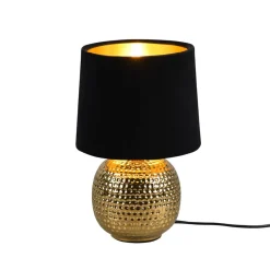 Tafellamp Sophia met keramische voet, zwart/goud