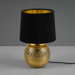 Tafellamp Sophia met keramische voet, zwart/goud