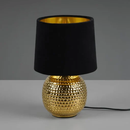 Tafellamp Sophia met keramische voet, zwart/goud