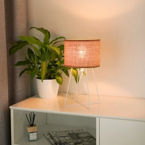 Tafellamp Trixi met draadframe wit/beige, stof, E14