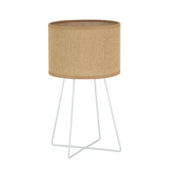 Tafellamp Trixi met draadframe wit/beige, stof, E14
