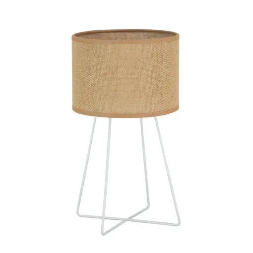 Tafellamp Trixi met draadframe wit/beige, stof, E14
