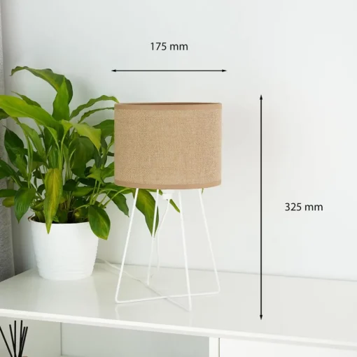 Tafellamp Trixi met draadframe wit/beige, stof, E14